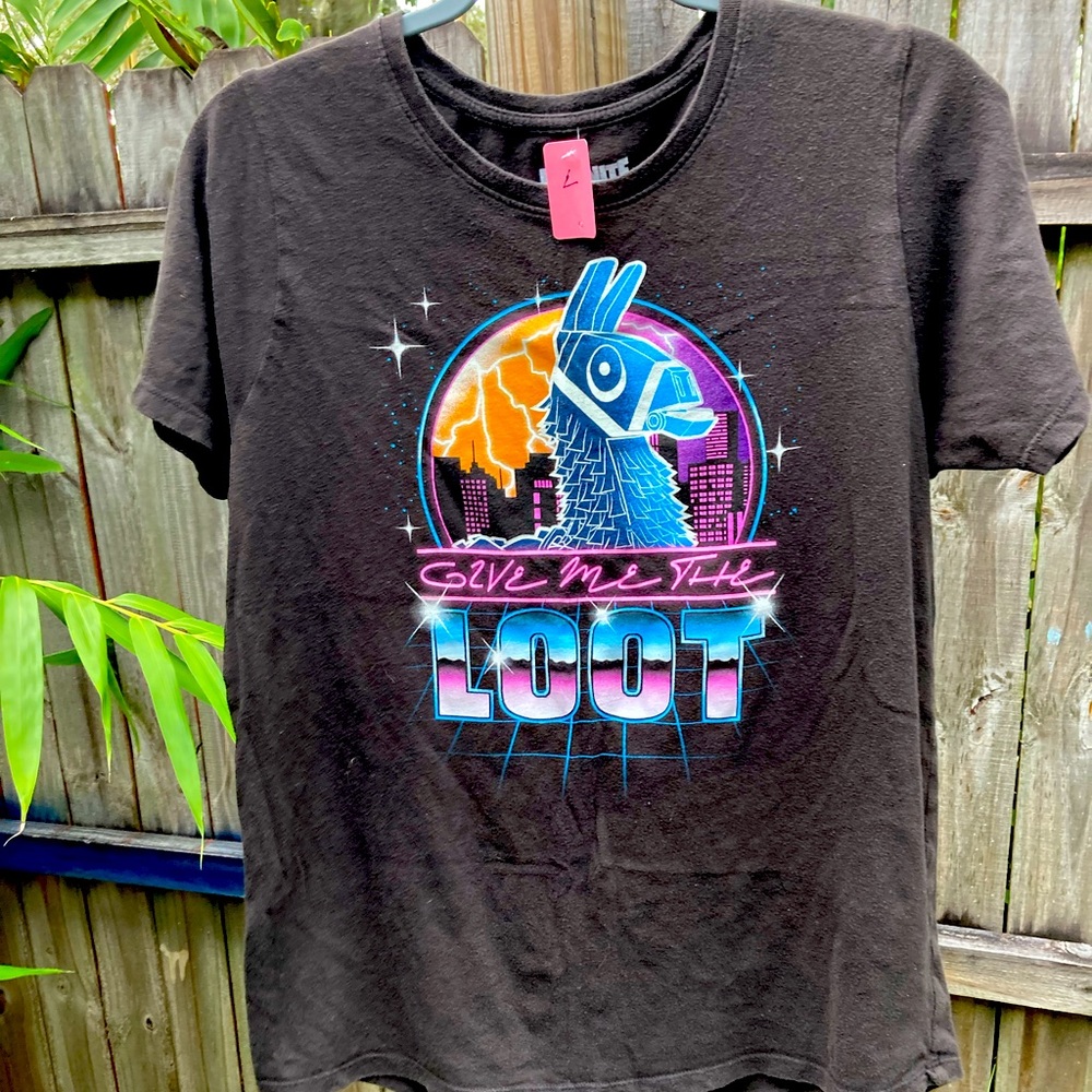 “Give me the Loot” kids large Fortnite brand t-shirt